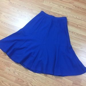 Vintage 80s Vibrant Blue Midi Trumpet Skirt